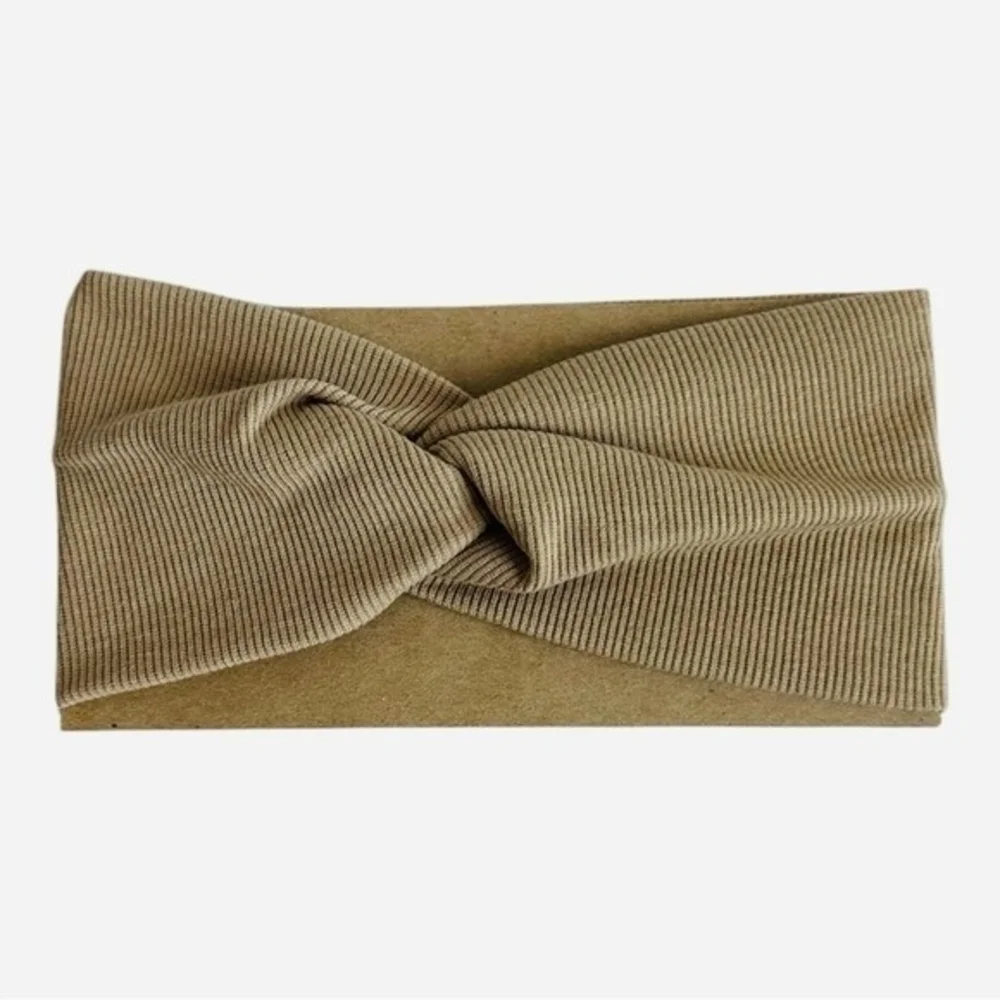 Womens Extra Wide Tan Headband Turban Knotted Bandana Boho Hair Accessory NWOT